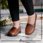 کفش  زنانه چرم طبیعی آنیل عسلی قهوه ای